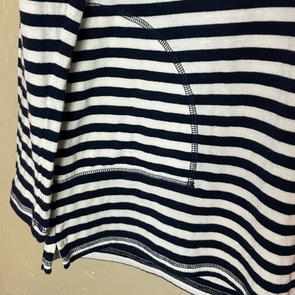 Lauren Active Ralph Lauren Navy Blue and White Striped Yellow Accents Hoodie - Picture 3 of 7